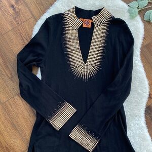 Tory Burch Merino Sweater with Gold Accents